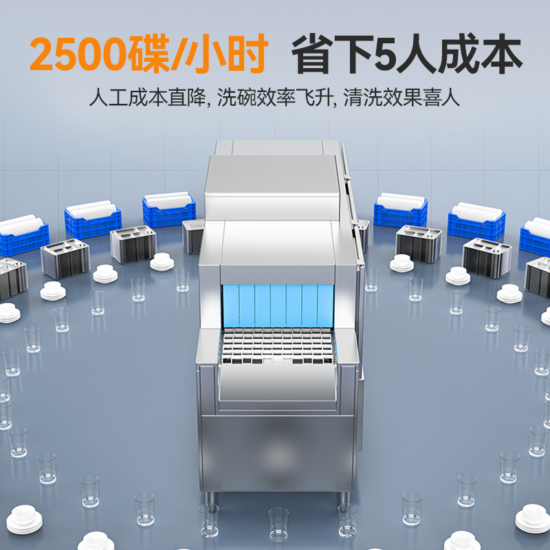 麥大廚旗艦款2.95m平放式雙缸單噴淋長龍式洗碗機 