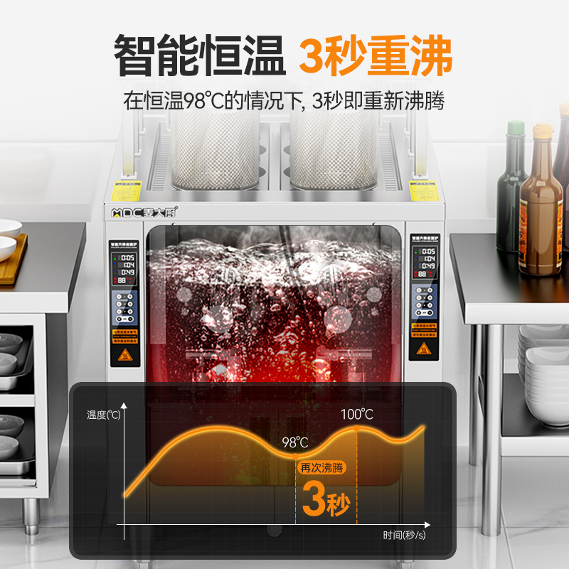 麥大廚創業款電熱6頭14粉籬自動煮面爐商用