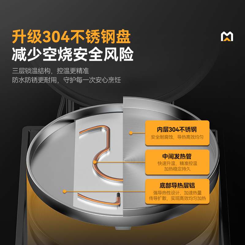 麥大廚380V數(shù)顯標準款商用電餅鐺食堂烙餅機(不銹鋼5cm)